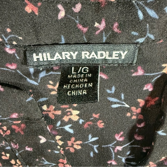 Hilary Radley Large Black Blouse with Pink and Blue Floral Design - Picture 3 of 7